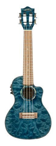 LANIKAI Quilted Maple Blue Stain Concert A/E Ukulele
