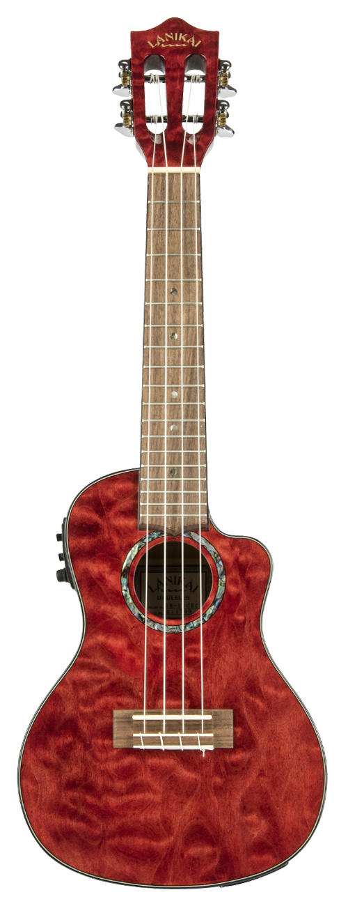 QM-RDCEC - Quilted Maple Red Stain Concert A/E Ukulele