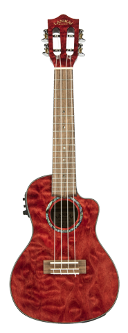LANIKAI Quilted Maple Red Stain Concert A/E Ukulele